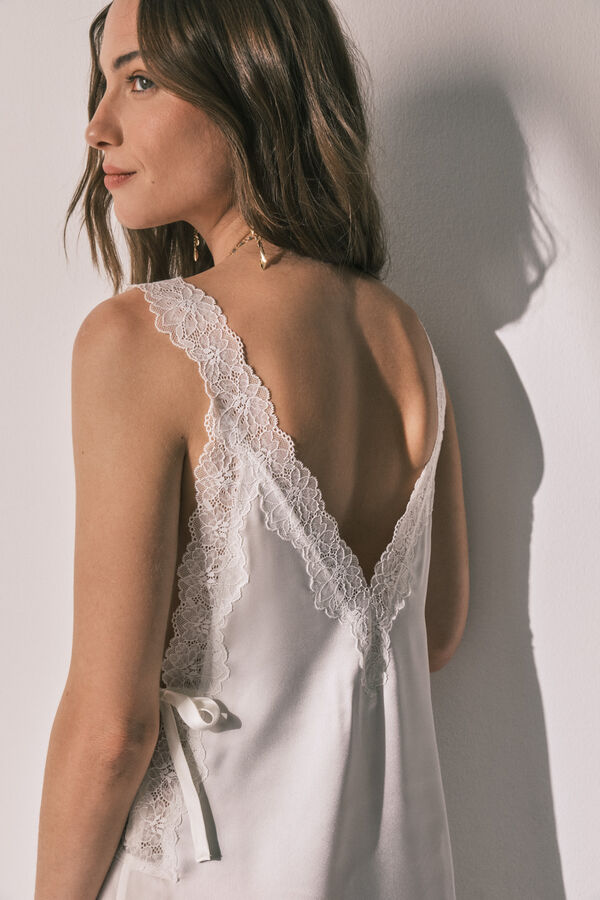 Women'secret Beige satin midi nightgown beige