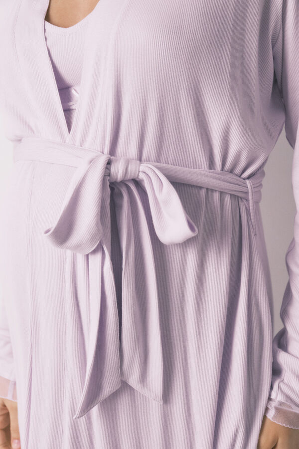 Women'secret Lilac ribbed midi maternity robe pink