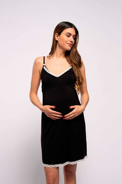 Womensecret Nursing nightgown with contrast lace black