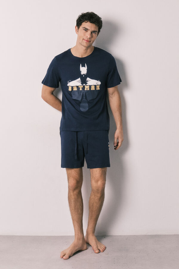 Women'secret Pyjama court pour homme en coton Batman bleu