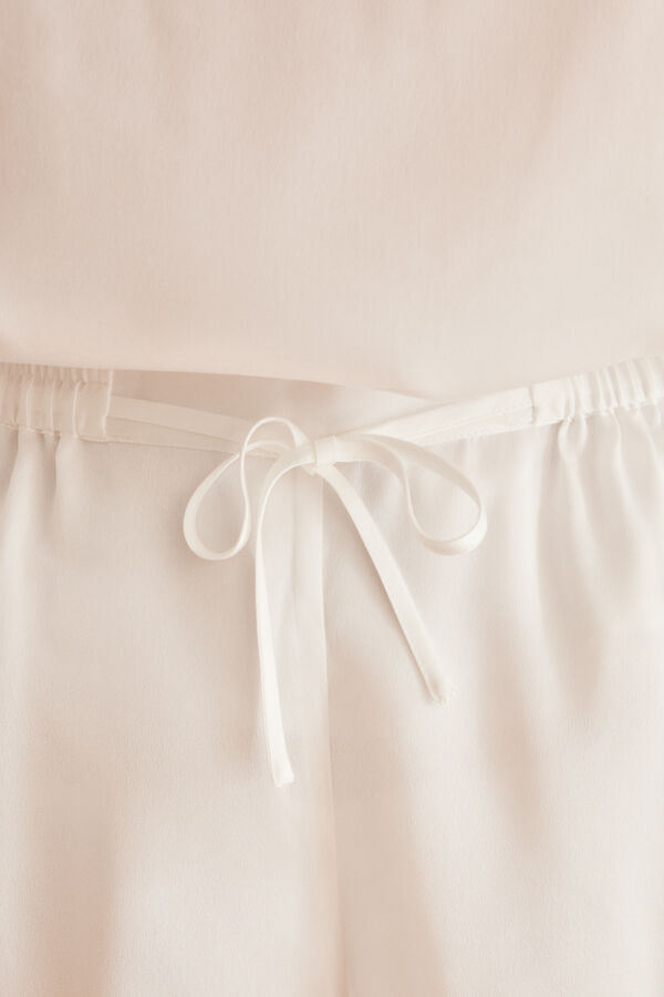 Womensecret Pyjama court satin blanc beige