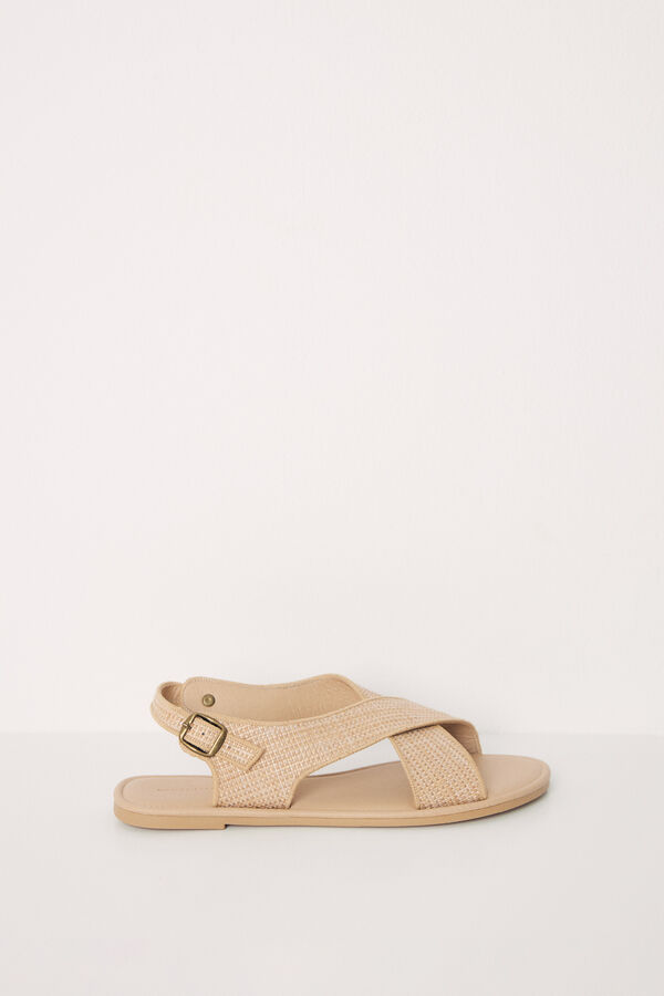 Womensecret Flat sand crossed sandal nude