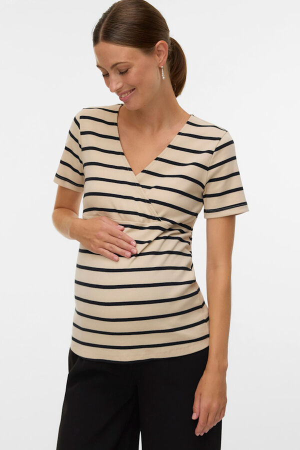 Mamalicous Kurz&auml;rmeliges Maternity- und Still-Top Braun