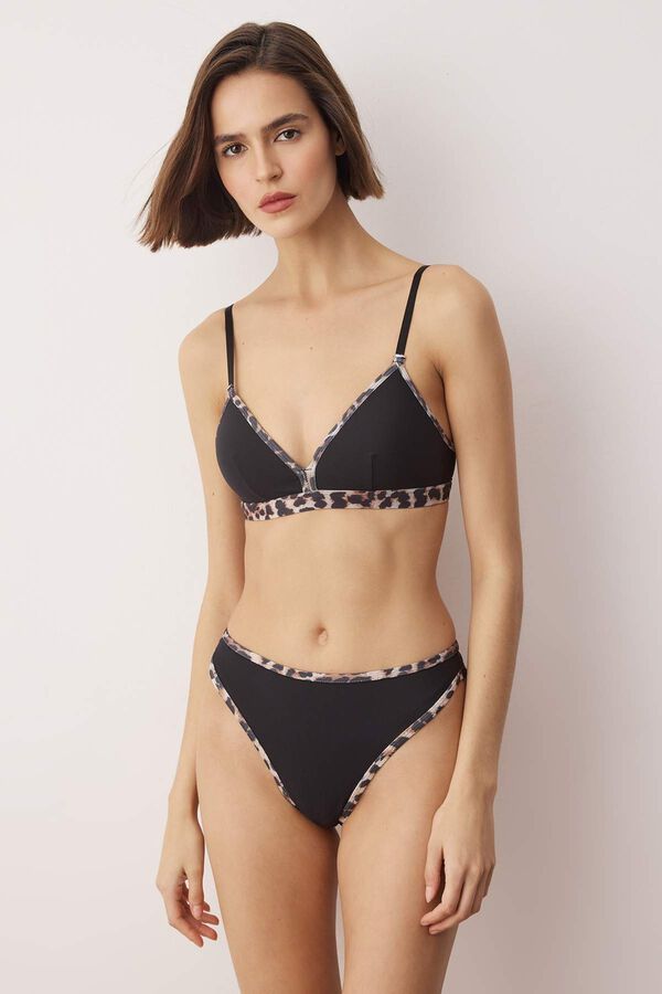 Trendyol Animal print triangle lingerie set black