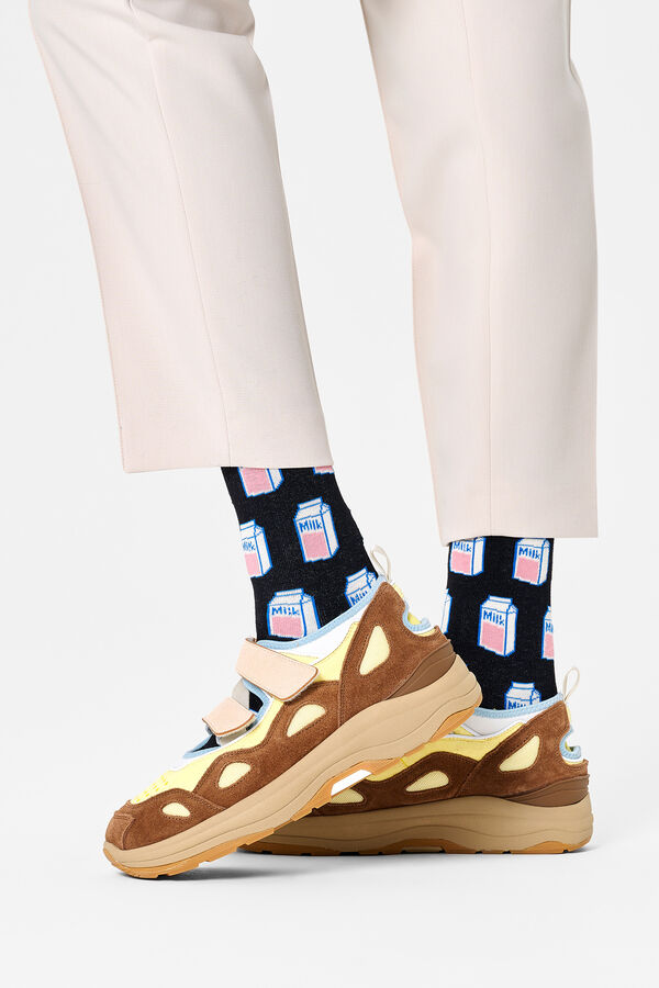 Happy Socks Meias de leite unissex preto
