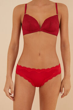 Womensecret Red microfibre and lace Brazilian panty red