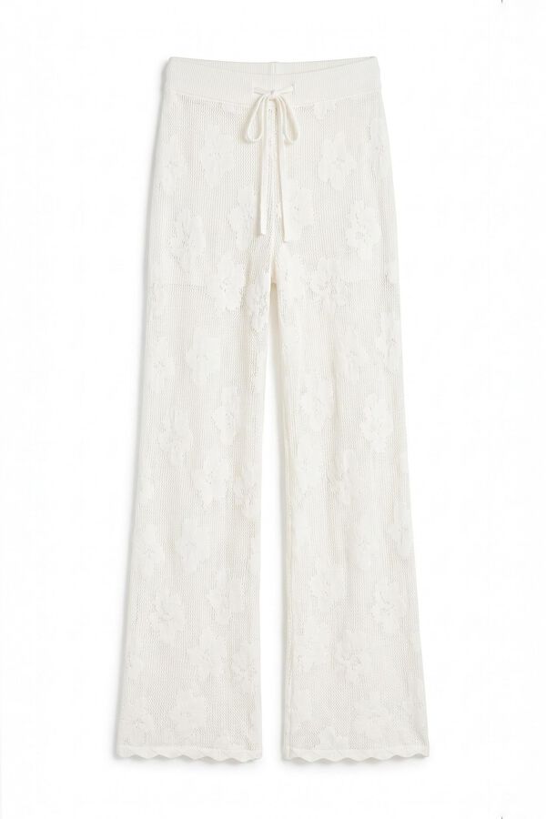 Women'secret Beige crochet long trousers beige
