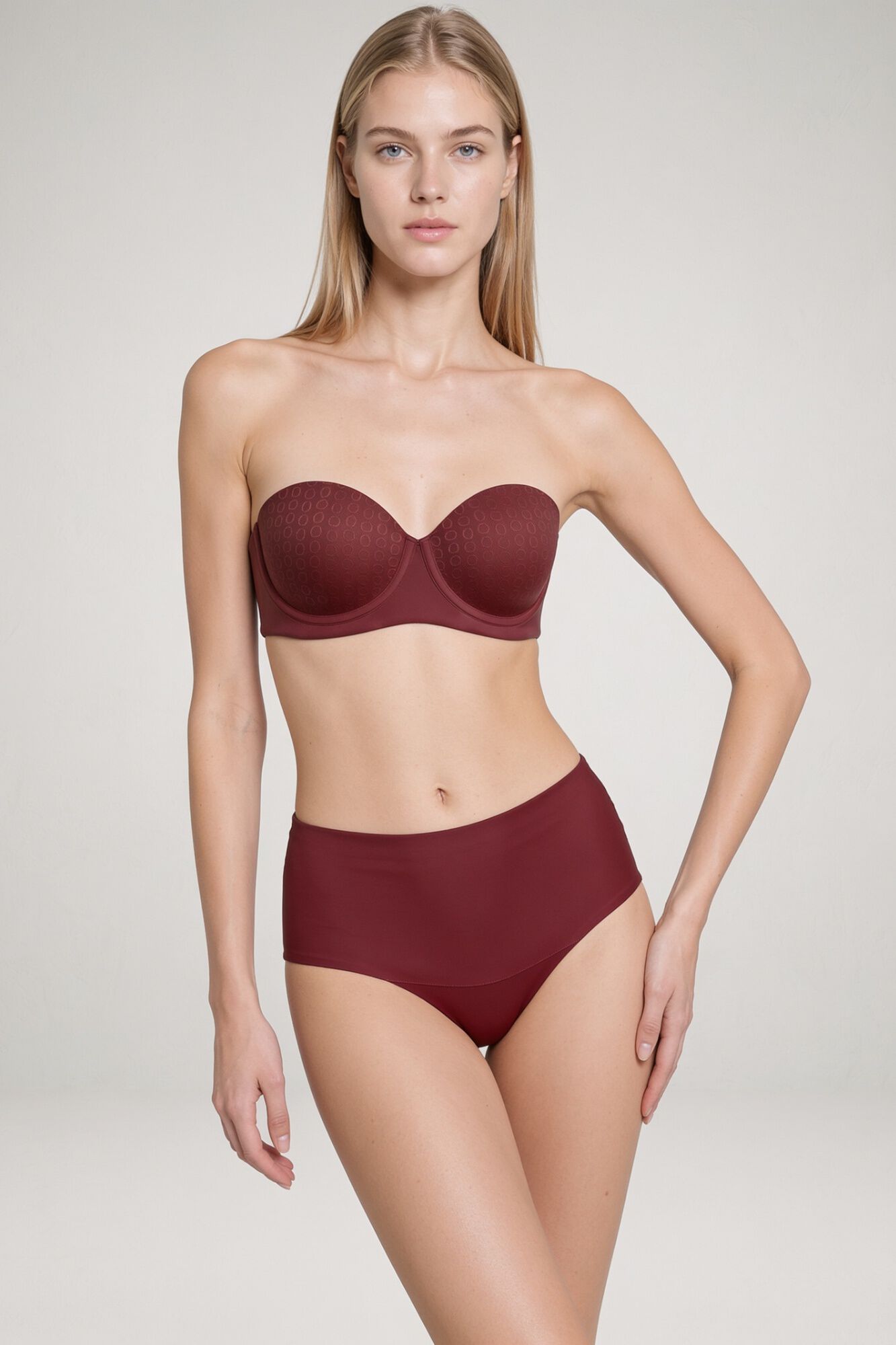Gisela Monogram detachable capacity bandeau bikini top