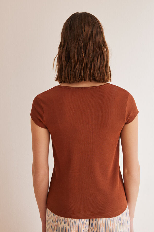 Womensecret Camiseta algodón marrón marrón