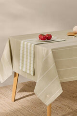 Textura Mantel antimanchas algod&oacute;n rayas kaki