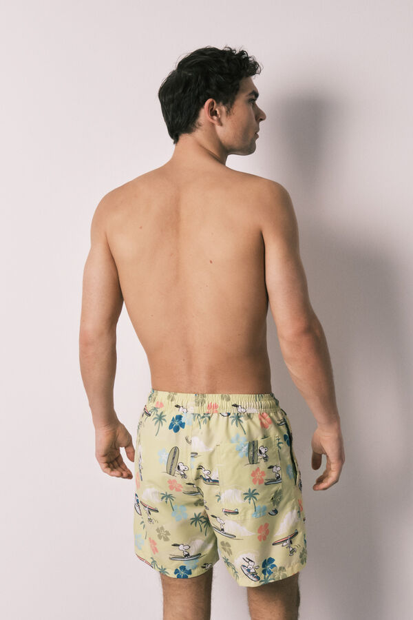 Women'secret Snoopy tropical print men's swimwear green