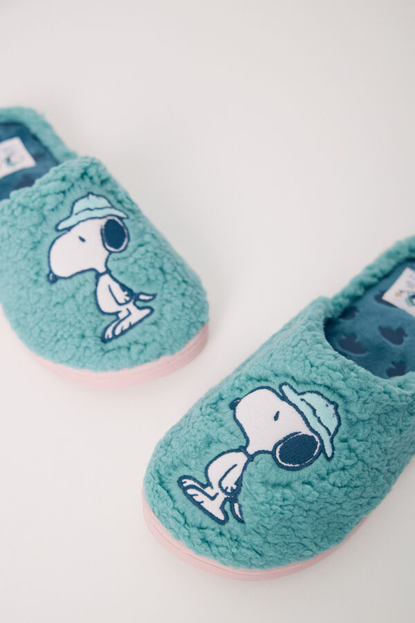 Womensecret Chausson Snoopy en peau peau de mouton verte vert