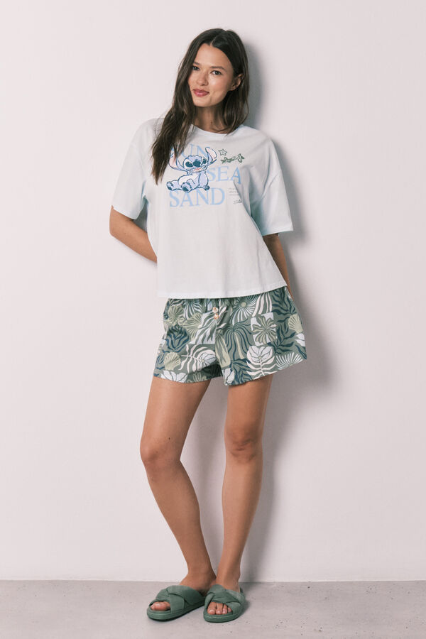 Women'secret Pyjama court &agrave; manches courtes Stitch bleu bleu