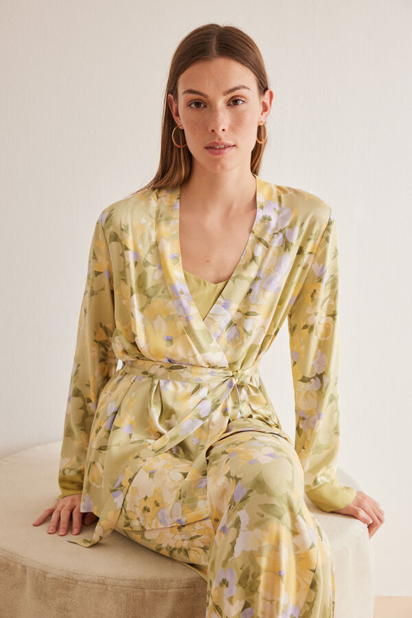 Womensecret Dreiteiliger Pyjama Blumen Grün