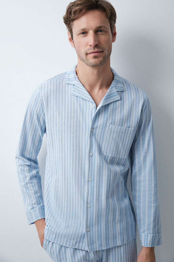Women'secret Striped cotton classic pyjamas blue