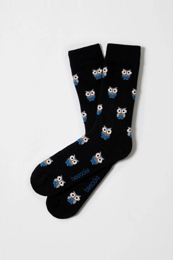 Besocks Meias Altas BESOCKS com Corujas preto