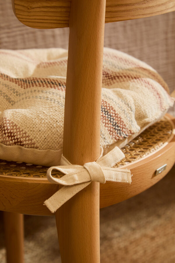 Calma House Almofada redonda riscas para cadeira em tons terrosos Peru vermelho