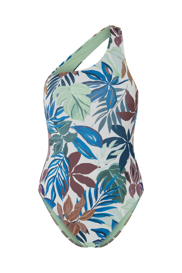 Womensecret Asymmetric swimsuit in tropical print printed