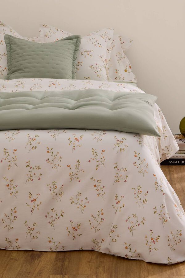 Textura Printed satin duvet cover white