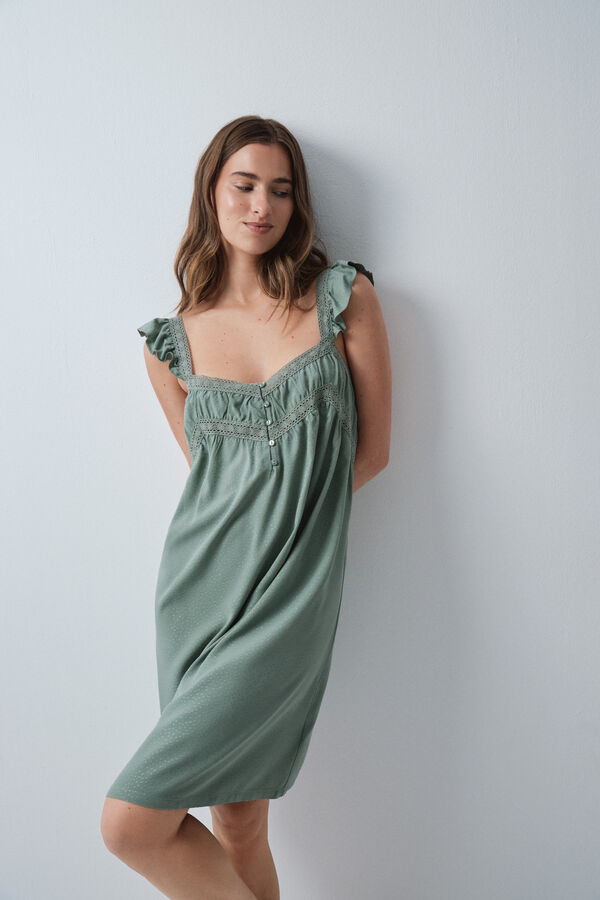 Women'secret Nuisette midi &agrave; bretelles verte beige