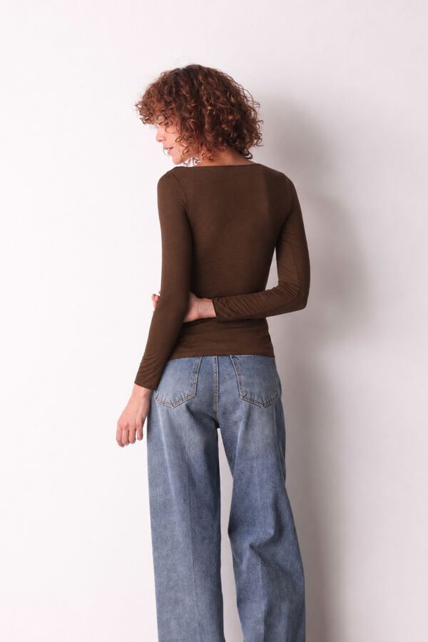 Cotonella Casmere long sleeve boat neck T-shirt nude