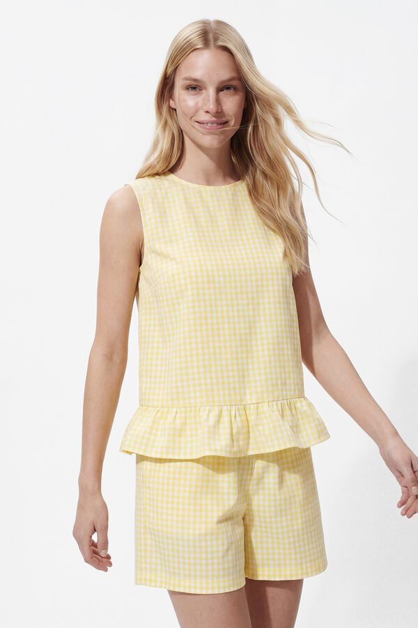 Pieces Gingham print top black