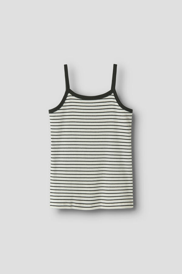 Lmtd Top de al&ccedil;as finas &agrave;s riscas e debruados branco