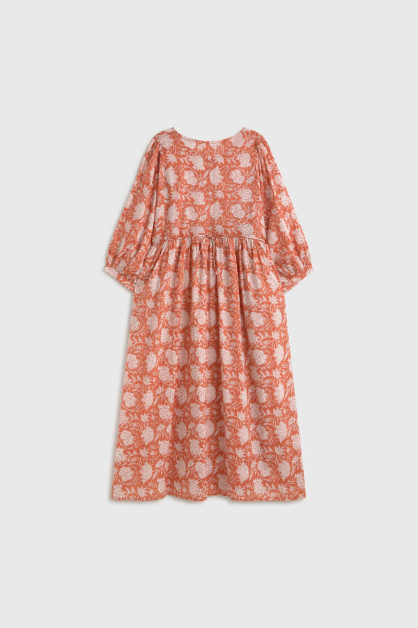 Textura T&uacute;nica algod&oacute;n estampada  larga rojo