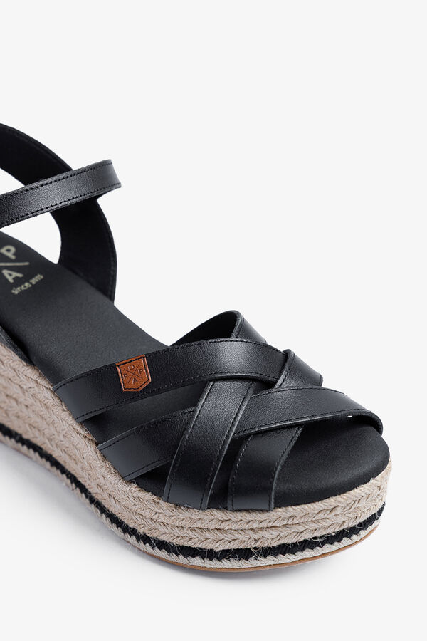 Popa Gialos leather low wedge sandal black
