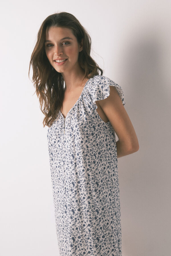 Women'secret Nuisette courte à fleurs kaki foncé beige