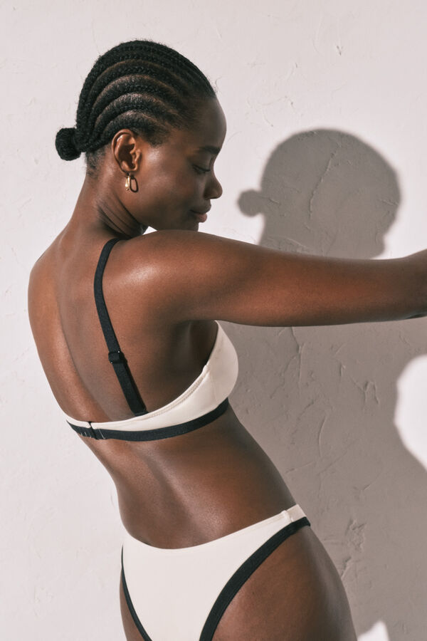 Women'secret White triangle semi-shiny bikini top beige