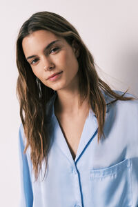 Women'secret Pyjama chemise long en satin bleu