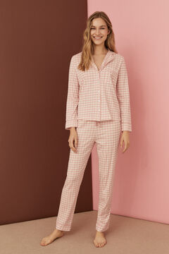 Womensecret Classic gingham 100% cotton La Vecina Rubia long pyjamas pink