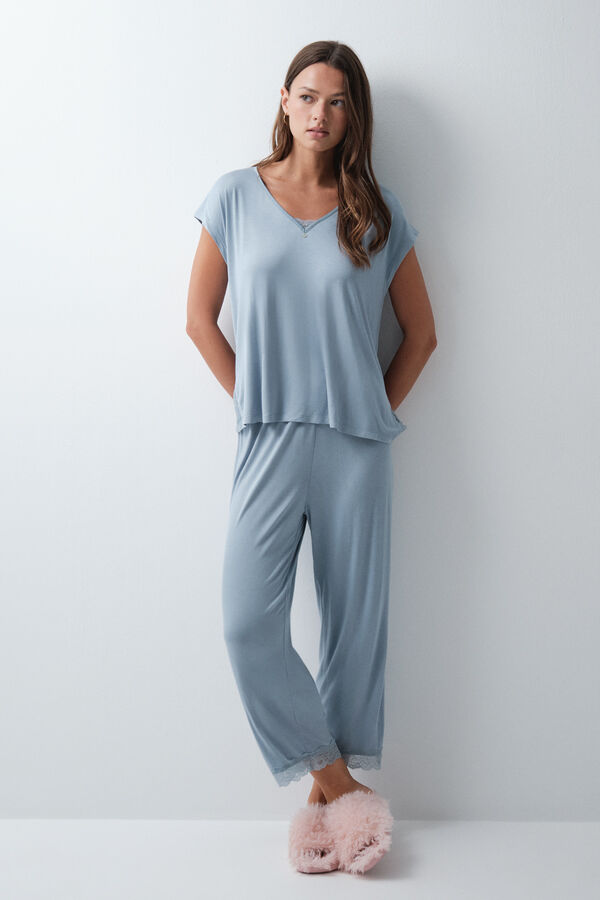 Women'secret Pale blue capri pyjamas blue