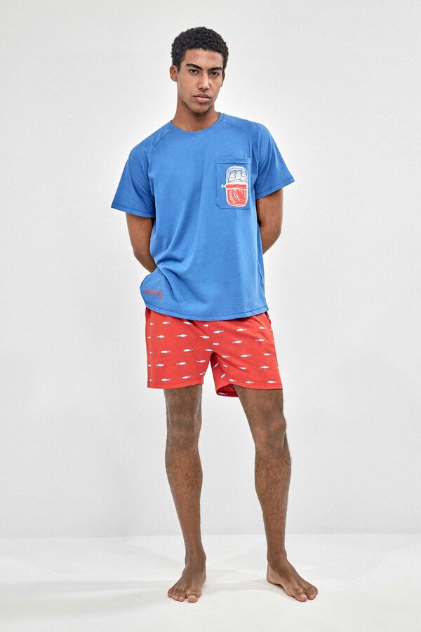 Gisela Navy print men's pyjamas blue