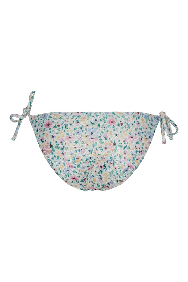 Womensecret Bikini bottoms in a floral print with side ties. barna