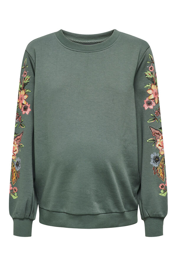 Only Maternity Sweatshirt maternity com detalhes florais verde