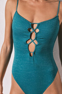 Women'secret Blue shimmering bandeau swimwear