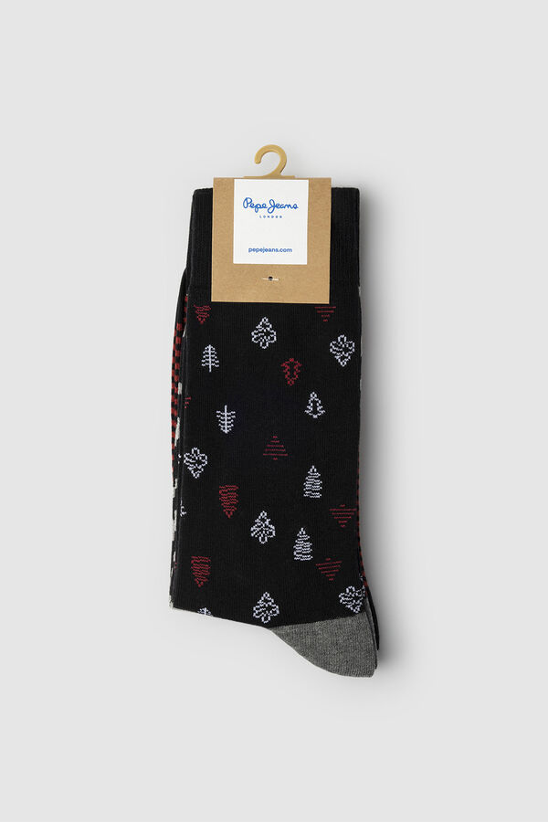 Pepe Jeans Pack de 3 calcetines rayas Navidad negro