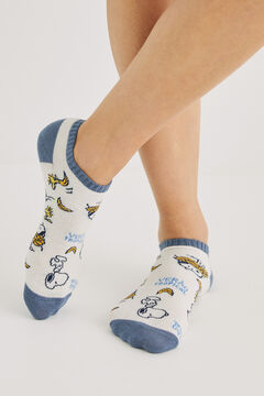 Womensecret Snoopy banana cotton ankle socks nude