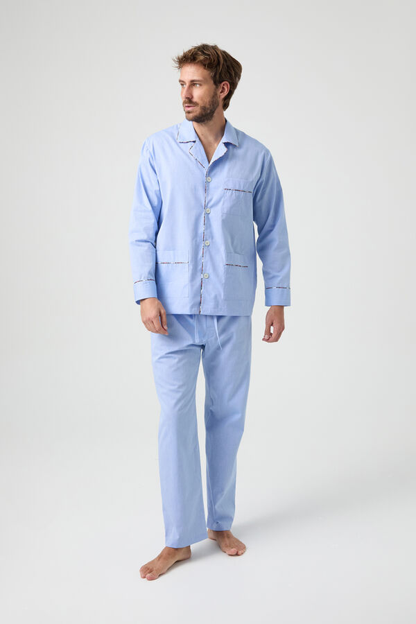 Kiff-Kiff Kiff Kiff 100% Cotton Blue Pyjamas with Scottish Piping Detail blue