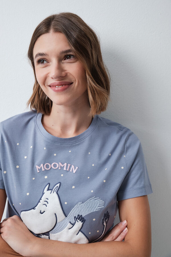 Women'secret Plava pamučna pidžama Moomin kratkih rukava Plava