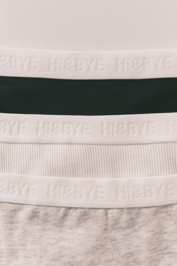 HI&BYE Black, white and grey 3-pack thongs white