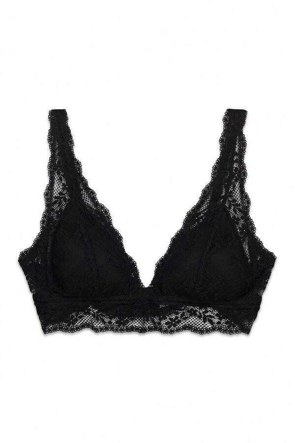 Women'secret Soutien triangular com enchimento em renda preto FANTASTIC preto