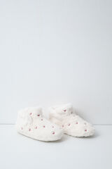 Women'secret Heart faux fur boot slippers beige