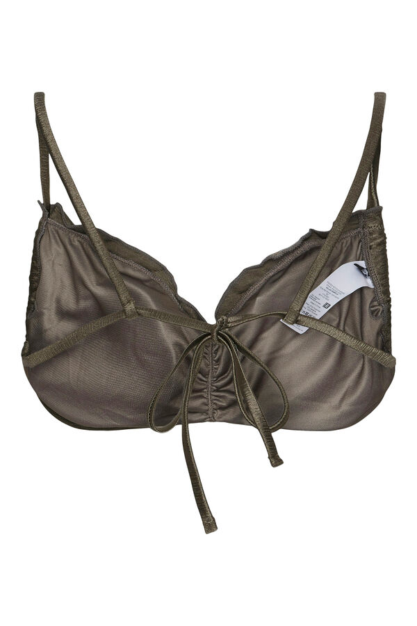 Womensecret Bandeau bikini top in metallic color with ruched neckline. Zelena