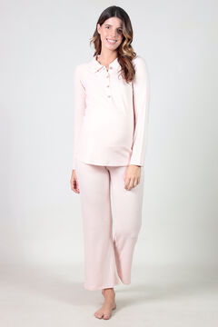 Womensecret Polo and comfortable wide maternity trouser set pink