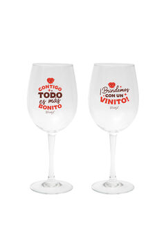 Womensecret Set of 2 wine glasses - Contigo todo es más bonito. ¡Brindemos con un vinito! mit Print