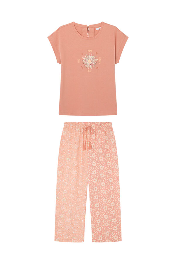 Womensecret Ružičasta kapri pidžama od 100 % pamuka  Roze
