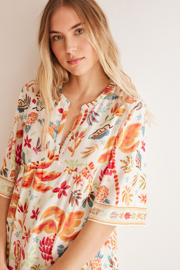 Womensecret Haljina u stilu široke košulje od viskoze sa tropskim dezenom Print